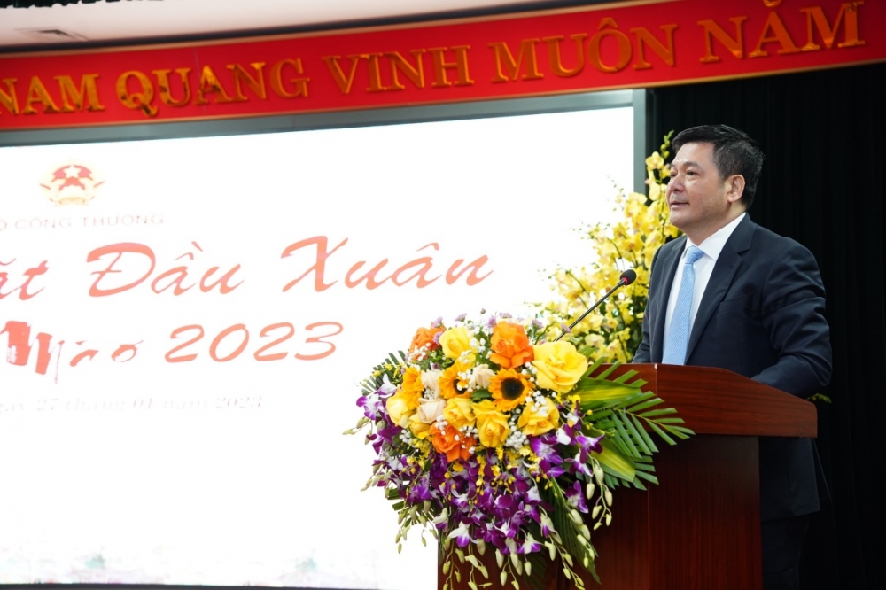 Bộ trưởng Nguyễn Hồng Diên phát biểu Hội nghị gặp mặt cán bộ, công chức, viên chức và người lao động Bộ Công thương sau Tết Nguyên đán Quý Mão 2023