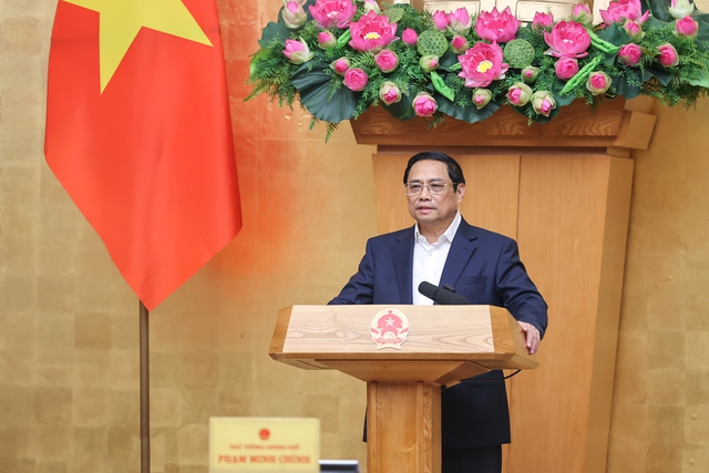 Thủ tướng Phạm Minh Chính tại phiên họp Chính phủ thường kỳ tháng 4/2023, diễn ra ngày 5/5/2023.